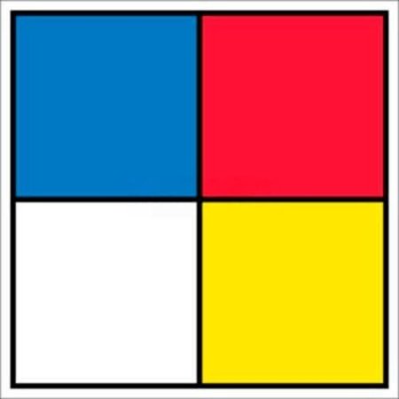 NATIONAL MARKER CO NMC Hazardous Materials Systems Label, 15-1/2in X 15-1/2in, Red/Yellow/White/Blue, 5/Pk HMS15P